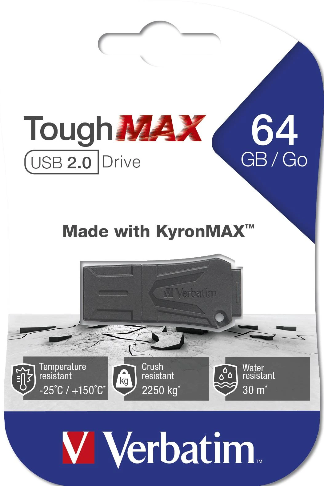 Verbatim ToughMAX USB atmintukas 64 GB USB A tipo 2.0 Juoda