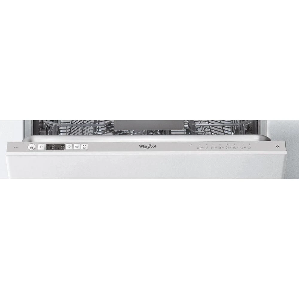 Įmontuojama indaplovė WHIRLPOOL WIC 3C26 F, Energijos klasė E (sena A++) 60 cm, Trečias krepšelis, 8 programos