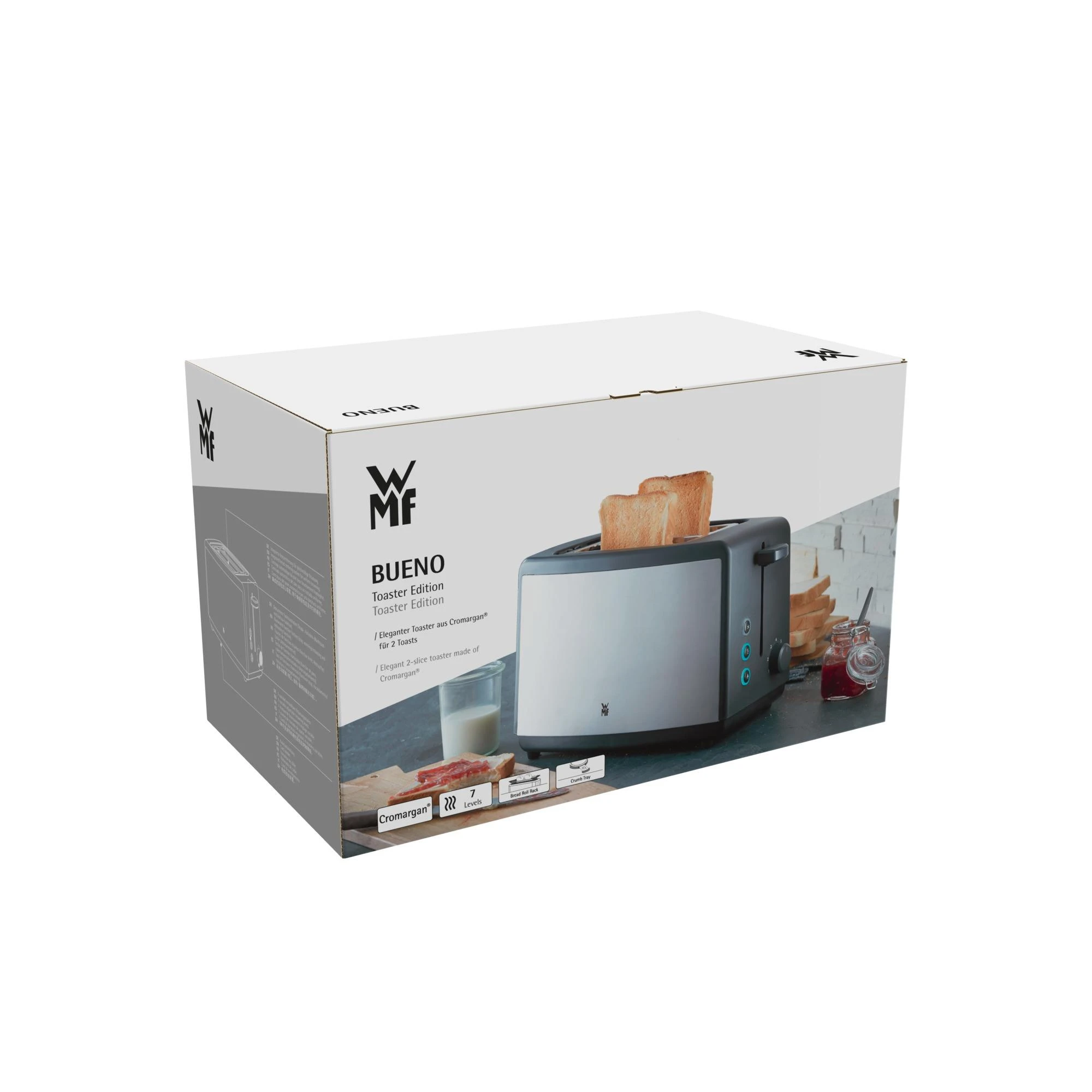 Skrudintuvas WMF BUENO Toaster WMF WMF BUENO Sidabrinis/ juodas, Nerūdijantis plienas, 800 W, Number of slots 2, Number of power levels 7