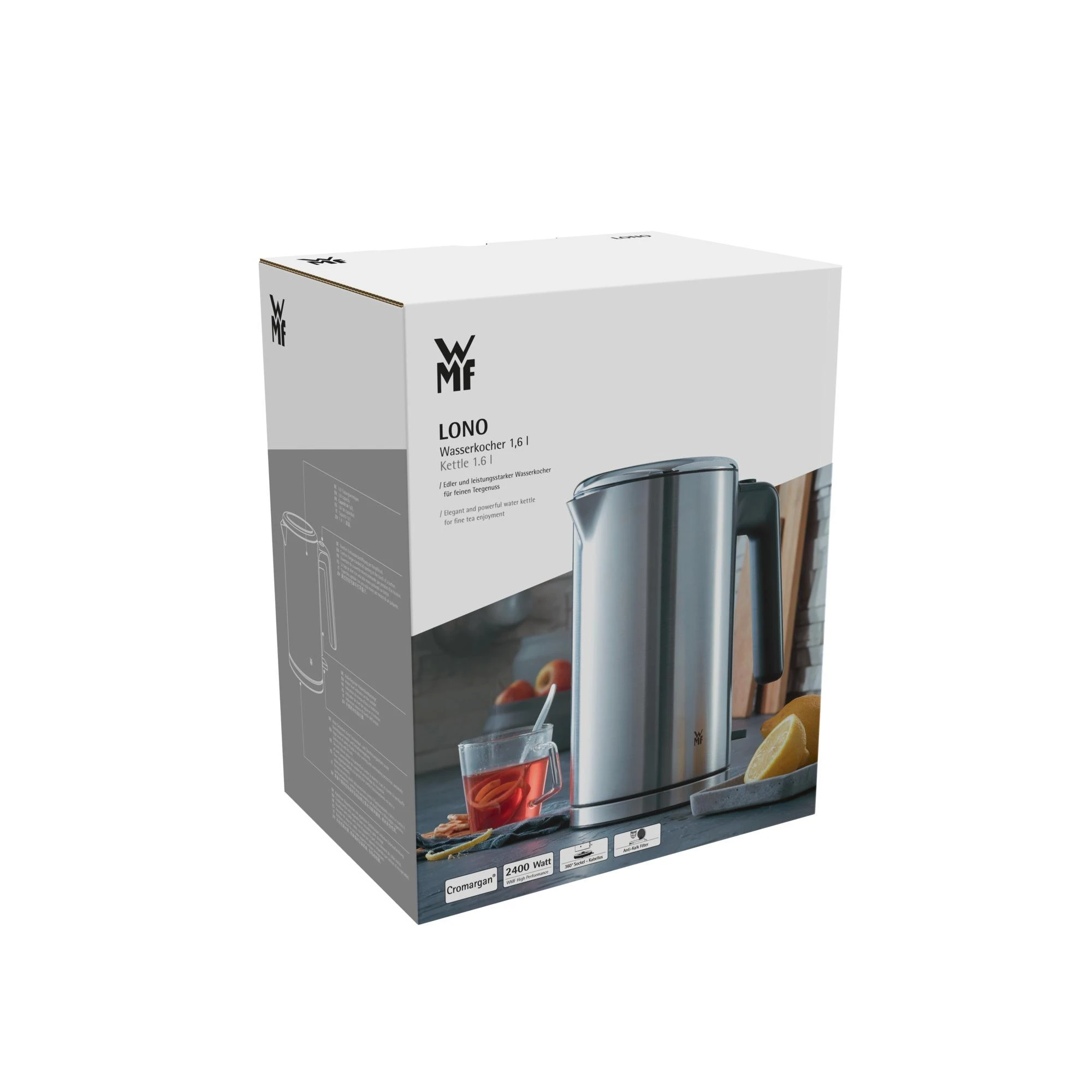 WMF 413130011 Standard virdulys, Nerūdijantis plienas, 2400 W, 360° rotational base, 1.6 L