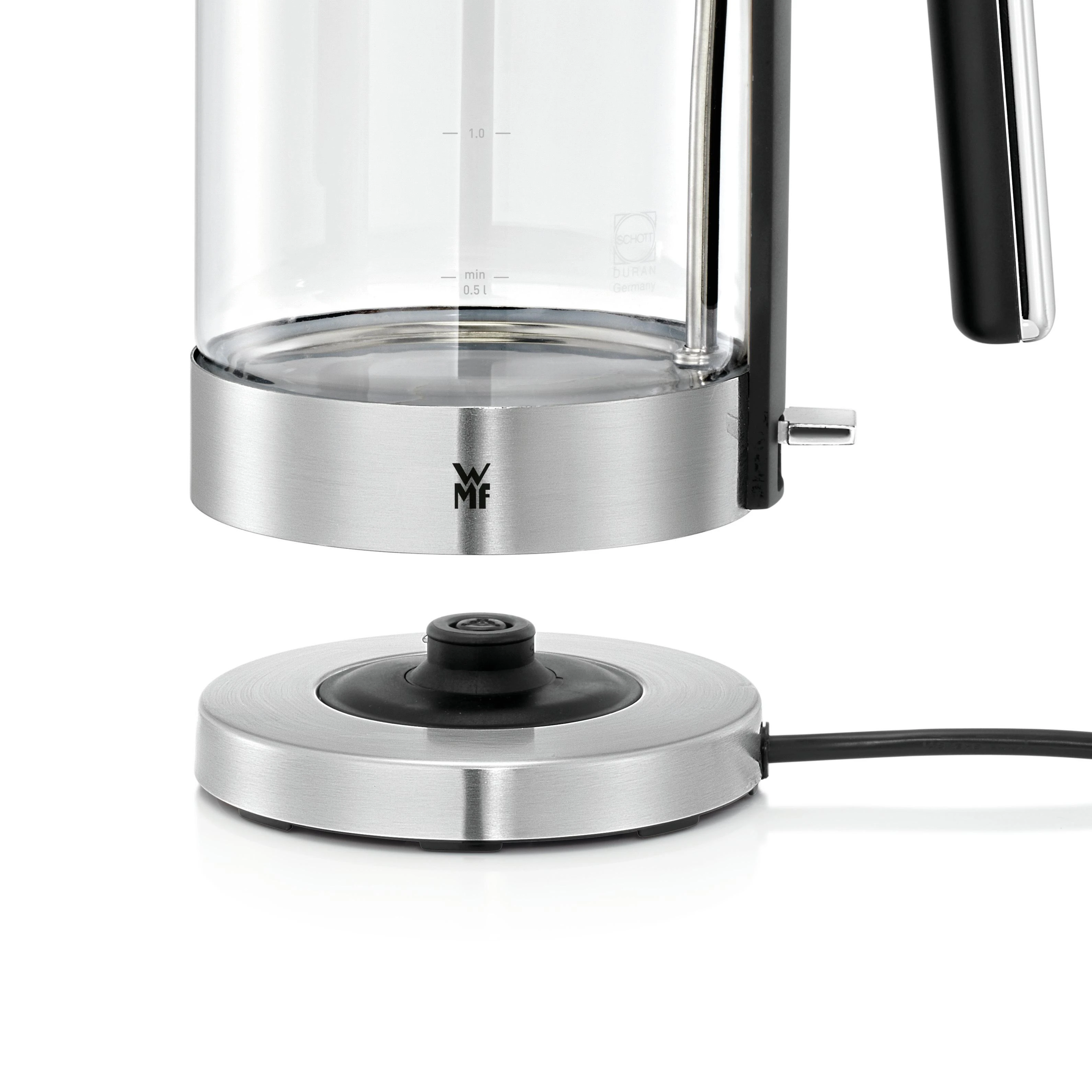 WMF 413150011 LONO Standard virdulys, Glass, Nerūdijantis plienas/Juodas, 3000 W, 360° rotational base, 1.7 L
