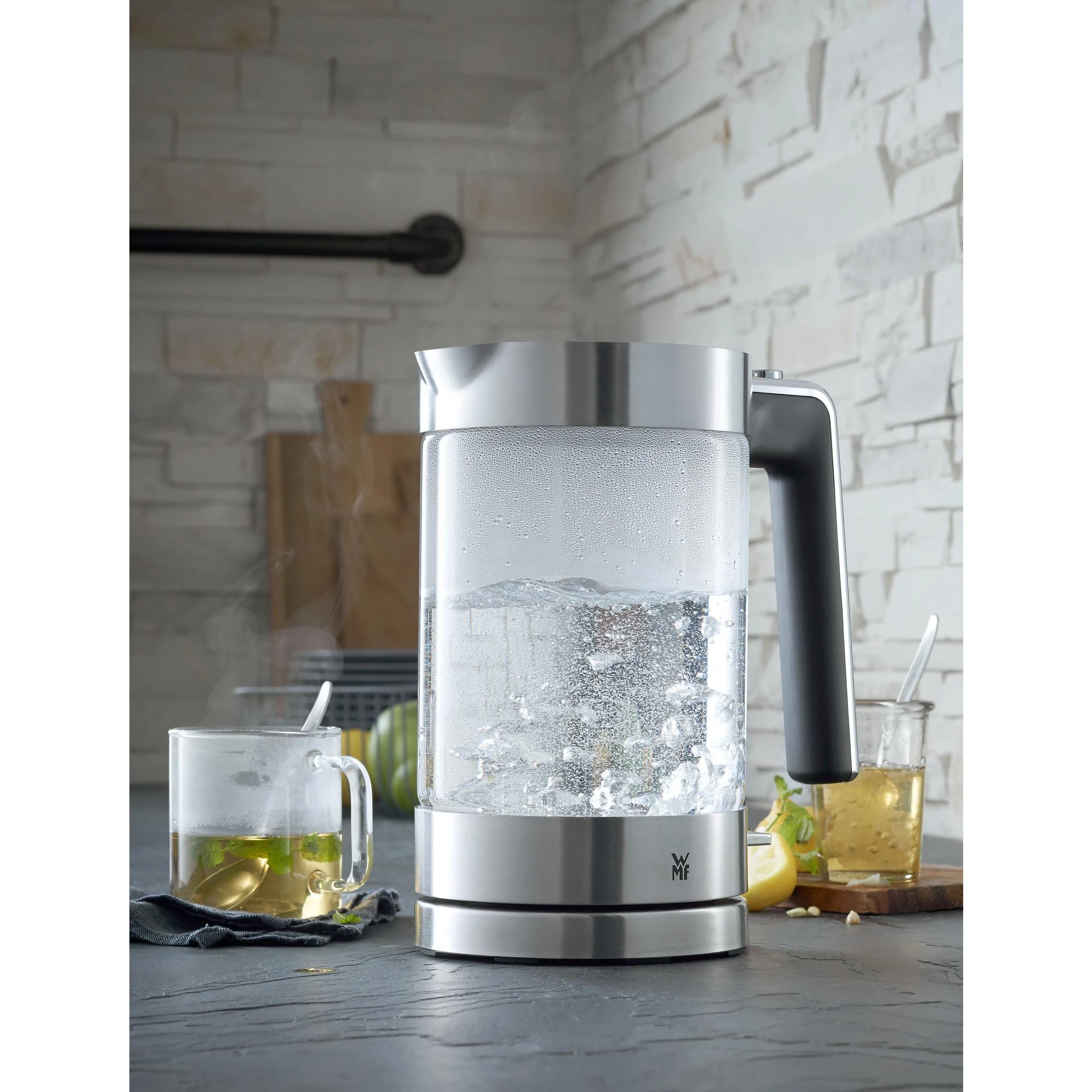WMF 413150011 LONO Standard virdulys, Glass, Nerūdijantis plienas/Juodas, 3000 W, 360° rotational base, 1.7 L