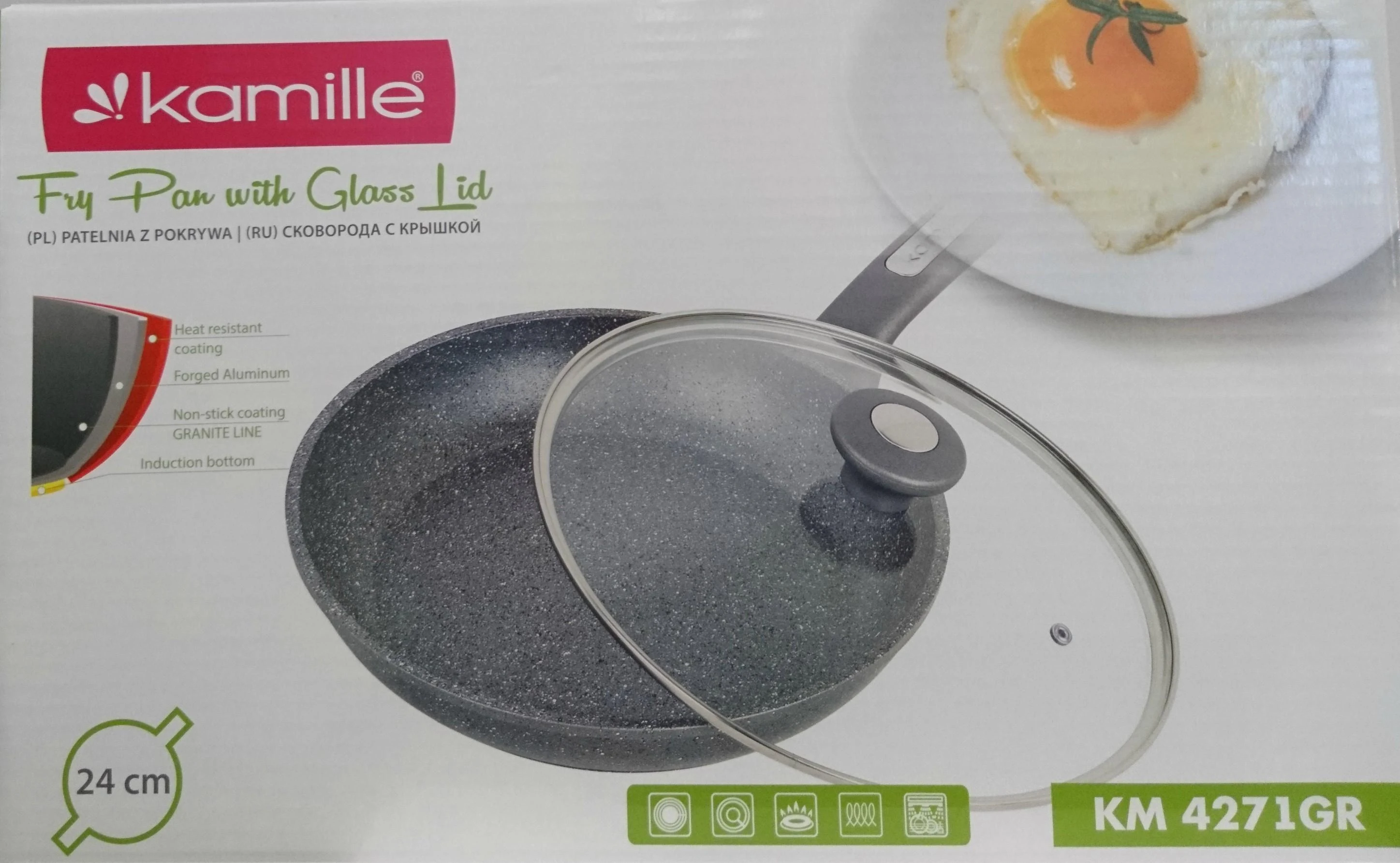 KM 4271GR Kamille keptuvė su dangčiu