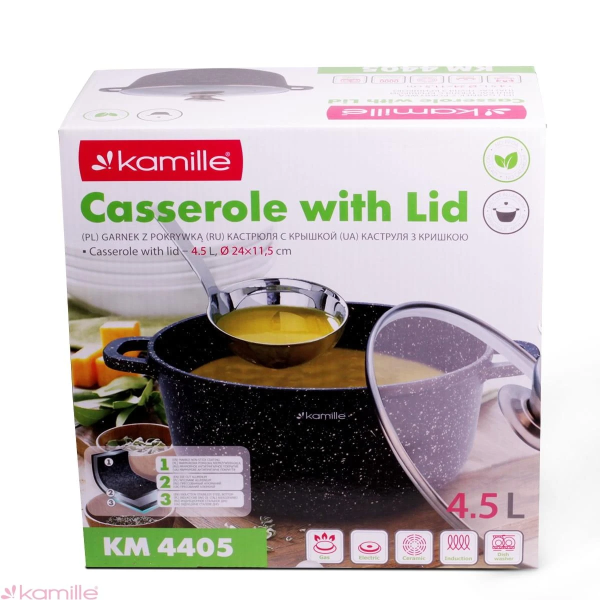 Puodas 4,5 L su marmuro danga KAMILLE 4405