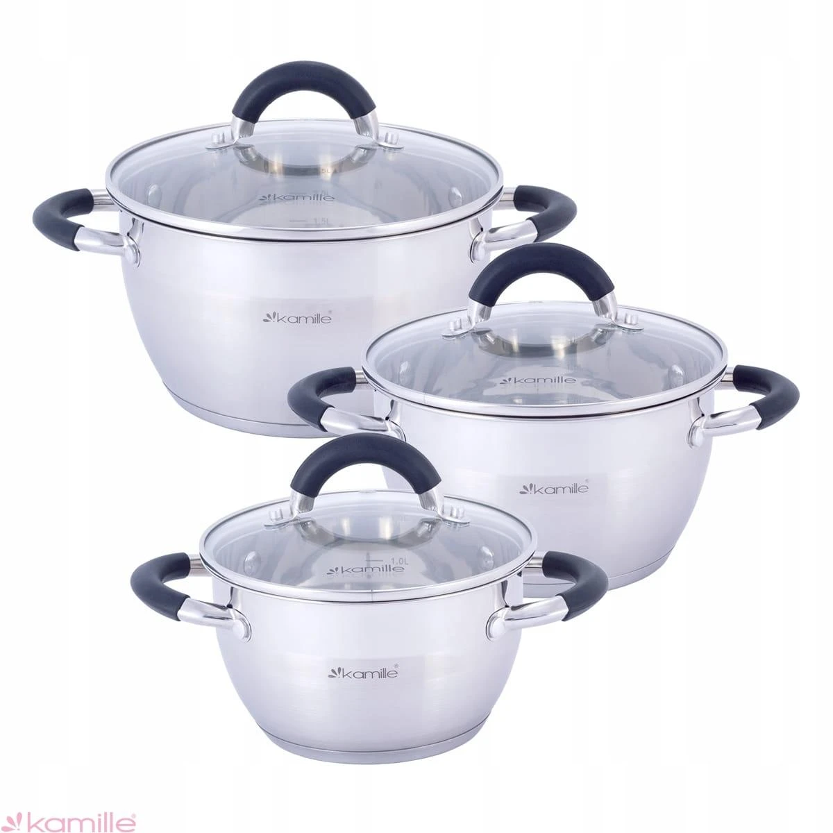 Puodų rinkinys Kamille KM5754 (1.8l, 2.5l, 3.5l.)