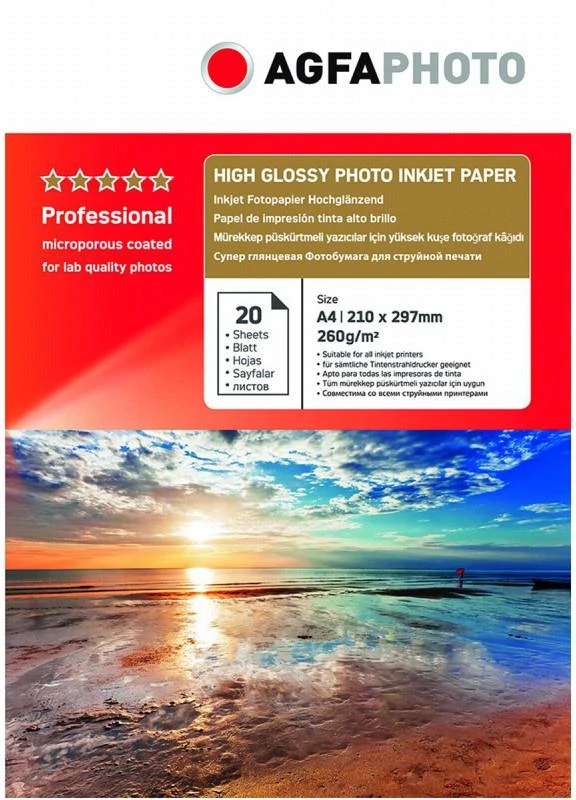 Agfaphoto fotopopierius A4 Professional High Glossy 260g 20 lapų