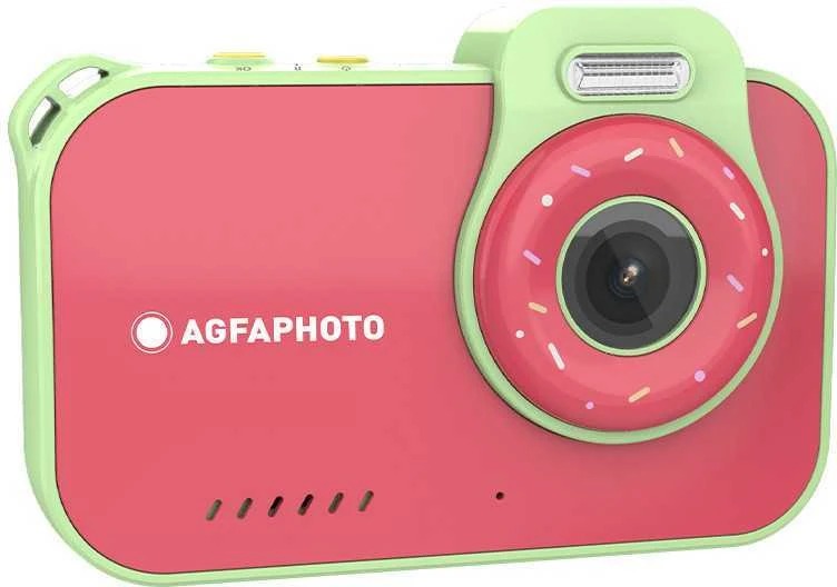 „Agfaphoto“ 12 megapikselių 2,7 tūkst. kadrų skiriamoji geba, 2x objektyvai, povandeninė kamera, atspari vandeniui iki 3 m + žaidimai / aviečių spalvos