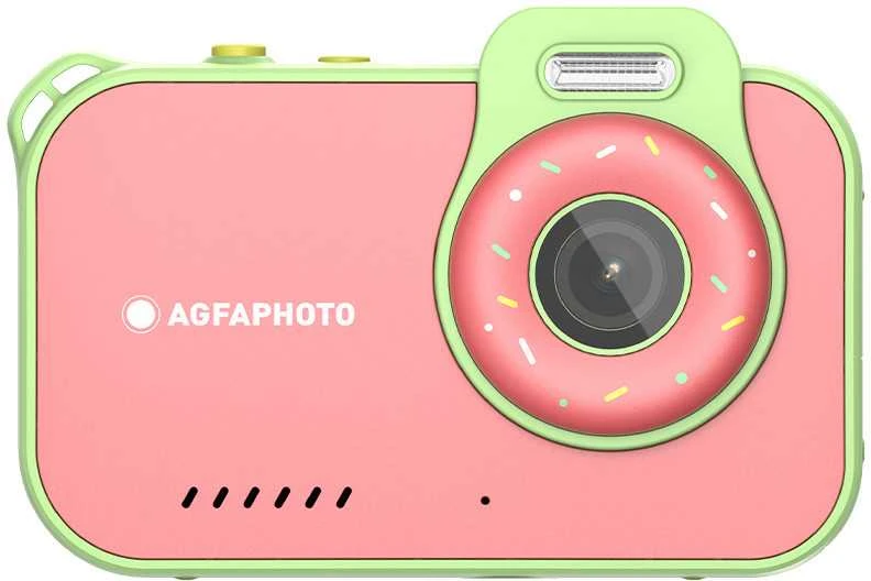 „Agfaphoto“ 12 megapikselių 2,7 tūkst. kadrų skiriamoji geba, 2x objektyvai, povandeninė kamera, atspari vandeniui iki 3 m + žaidimai / aviečių spalvos