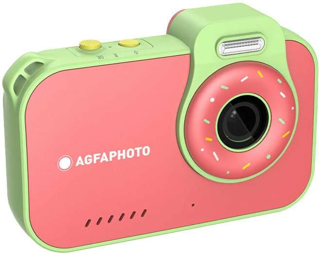 „Agfaphoto“ 12 megapikselių 2,7 tūkst. kadrų skiriamoji geba, 2x objektyvai, povandeninė kamera, atspari vandeniui iki 3 m + žaidimai / aviečių spalvos