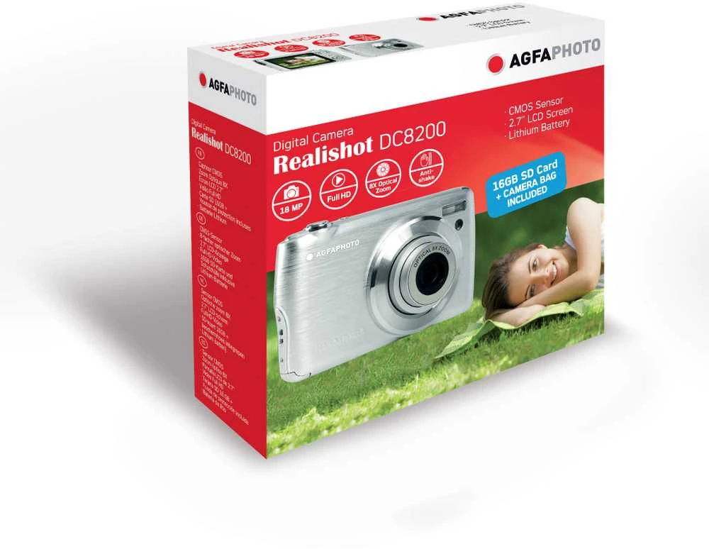 AgfaPhoto Agfa Photo DC8200 Sidabrinė + etui + karta SD 16GB