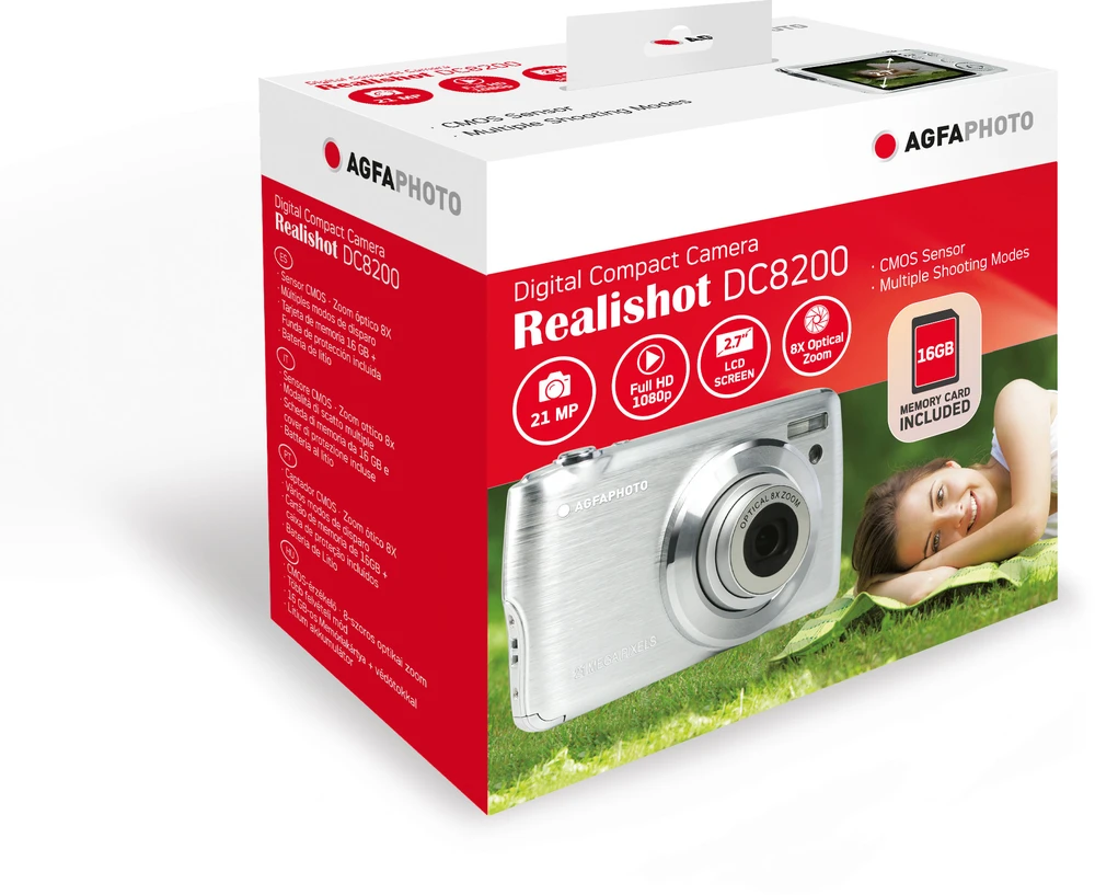 AgfaPhoto Agfa Photo DC8200 Sidabrinė + etui + karta SD 16GB