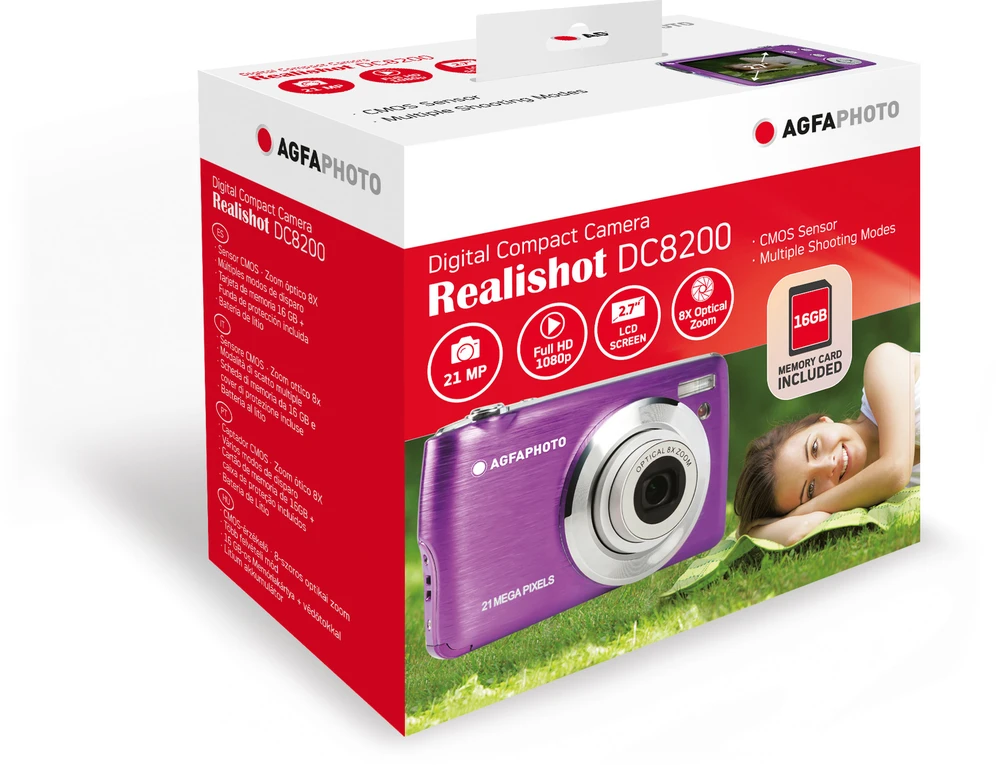 AgfaPhoto Agfa Photo DC8200 Violetinis + etui + karta SD 16GB