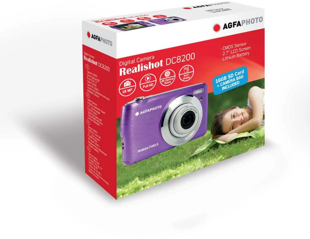 AgfaPhoto Agfa Photo DC8200 Violetinis + etui + karta SD 16GB