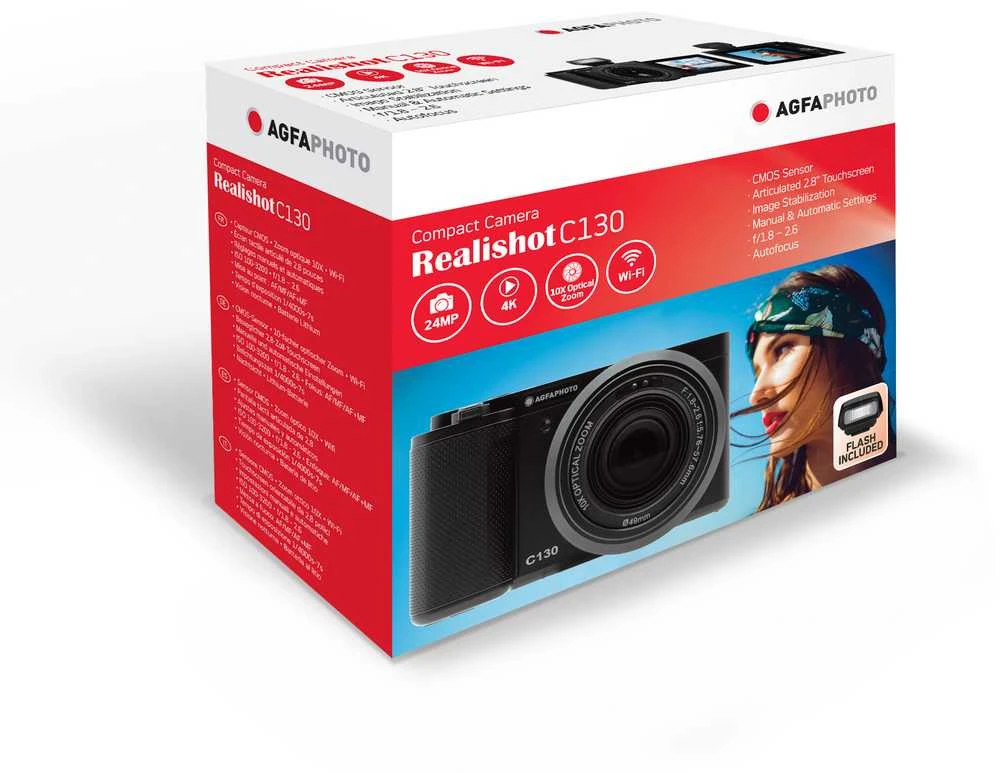 „AgfaPhoto“ – „Realishot C130“ skaitmeninis fotoaparatas – juodas – 2,8 colio jutiklinis ekranas