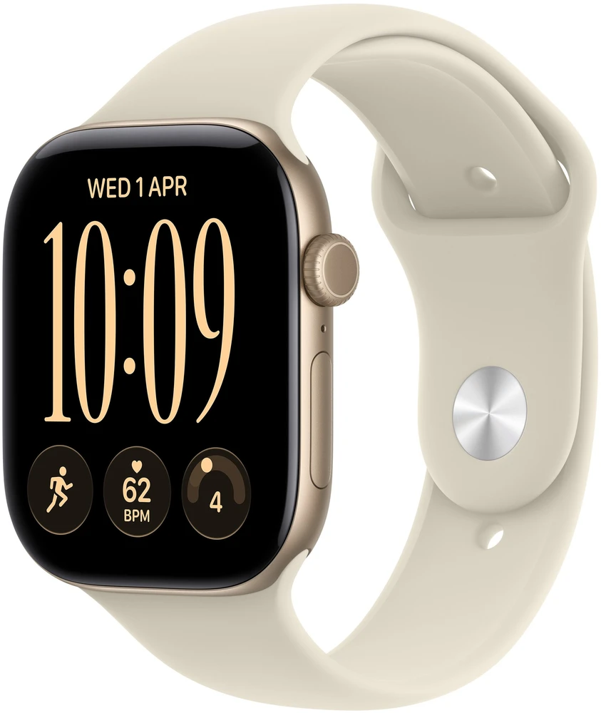 Apple Watch Series 12 GPS + Cellular 42mm Light Gold Aluminium Case with Sand Sport Band - S/M - MJG24ET/A