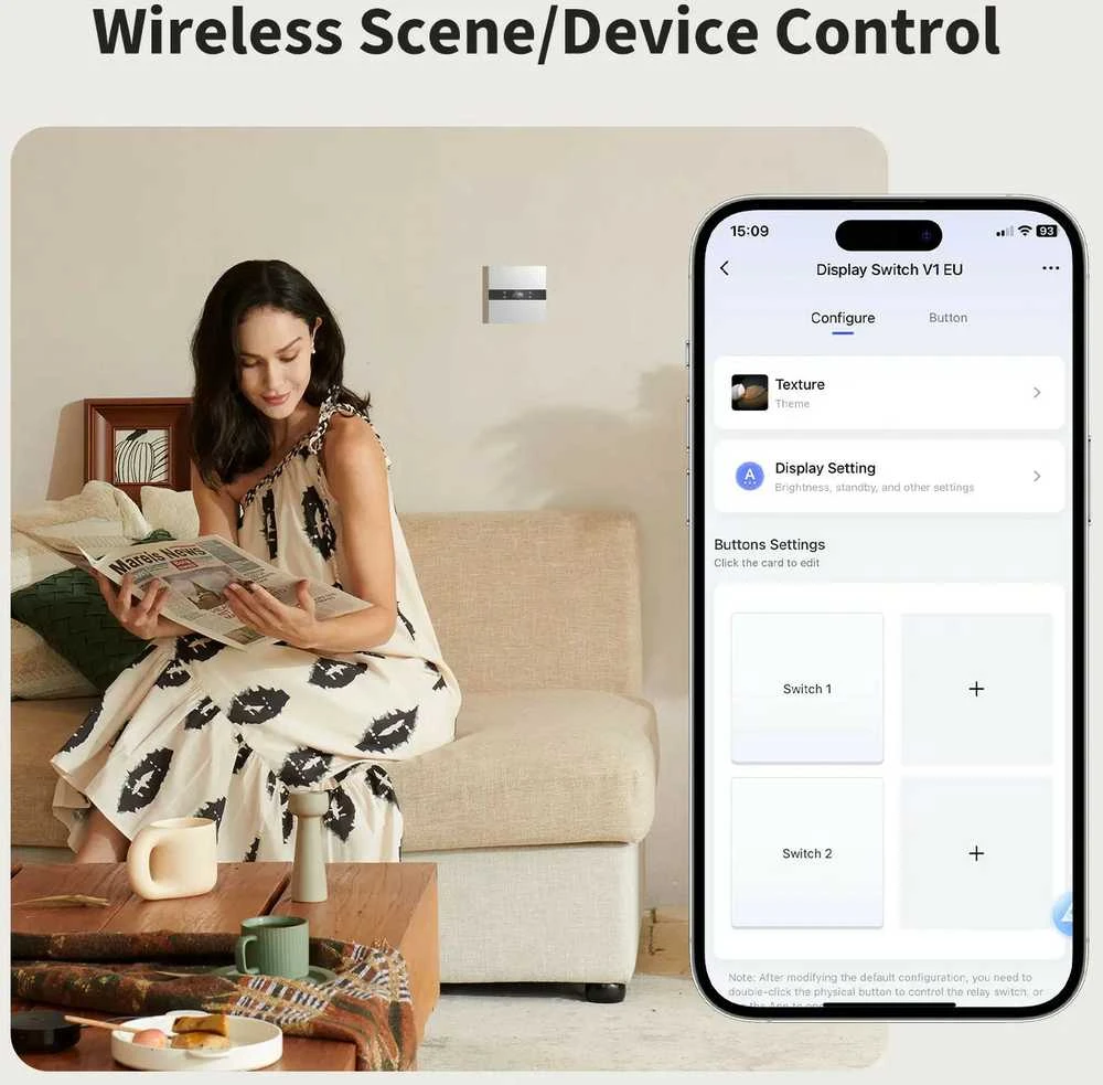 Aqara Ekranas Switch V1 Išmanus 2 kanalų zigbee, Bluetooth jungiklis (WS-K02D)