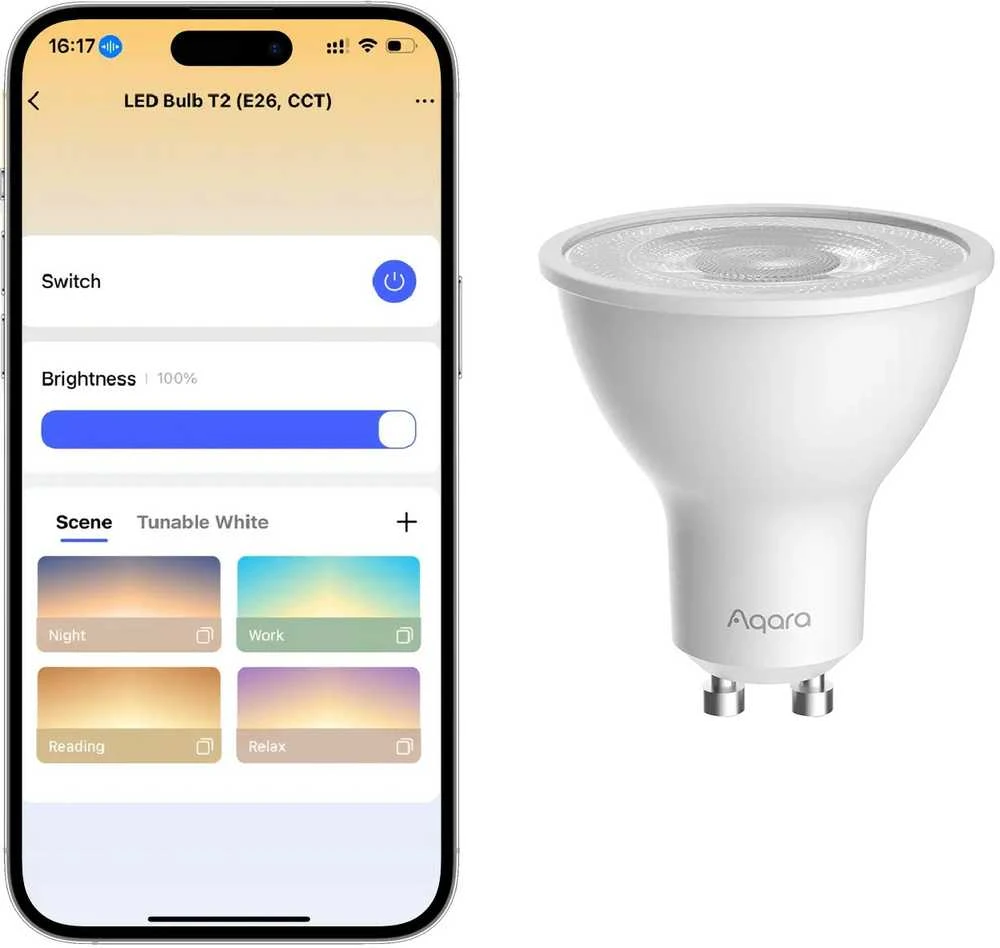 AQARA T2 CCT GU10 LED lempa (LB-L03E) Zigbee, Thread, Bluetooth
