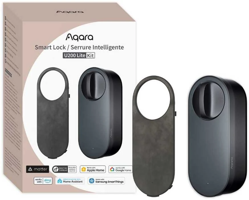 Aqara U200 lite išmanioji durų spyna Matter, Apple Home juoda (EL-D03D)