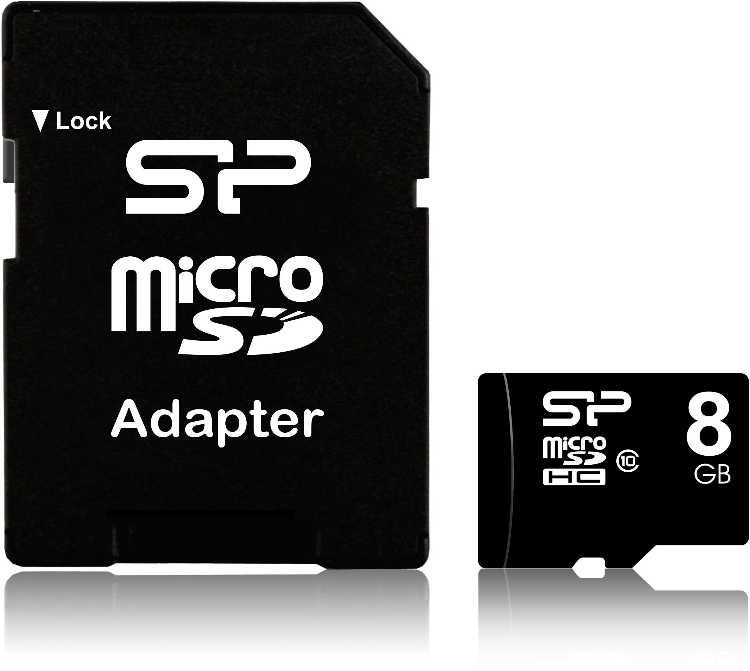 Atminties kortelė Silicon Power | 8 GB | Micro SDHC | Flash atminties klasė 10 | SD adapter