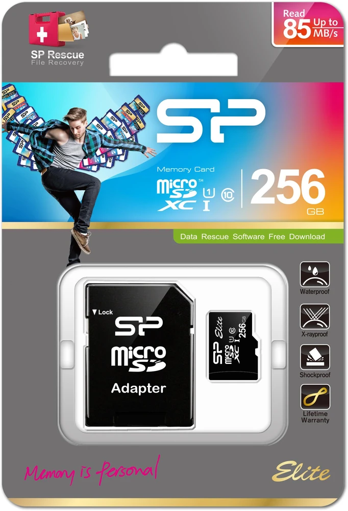 Silicon Power atminties kortelė Micro SDXC 256GB Elite UHS-I Class 10+ adapteris
