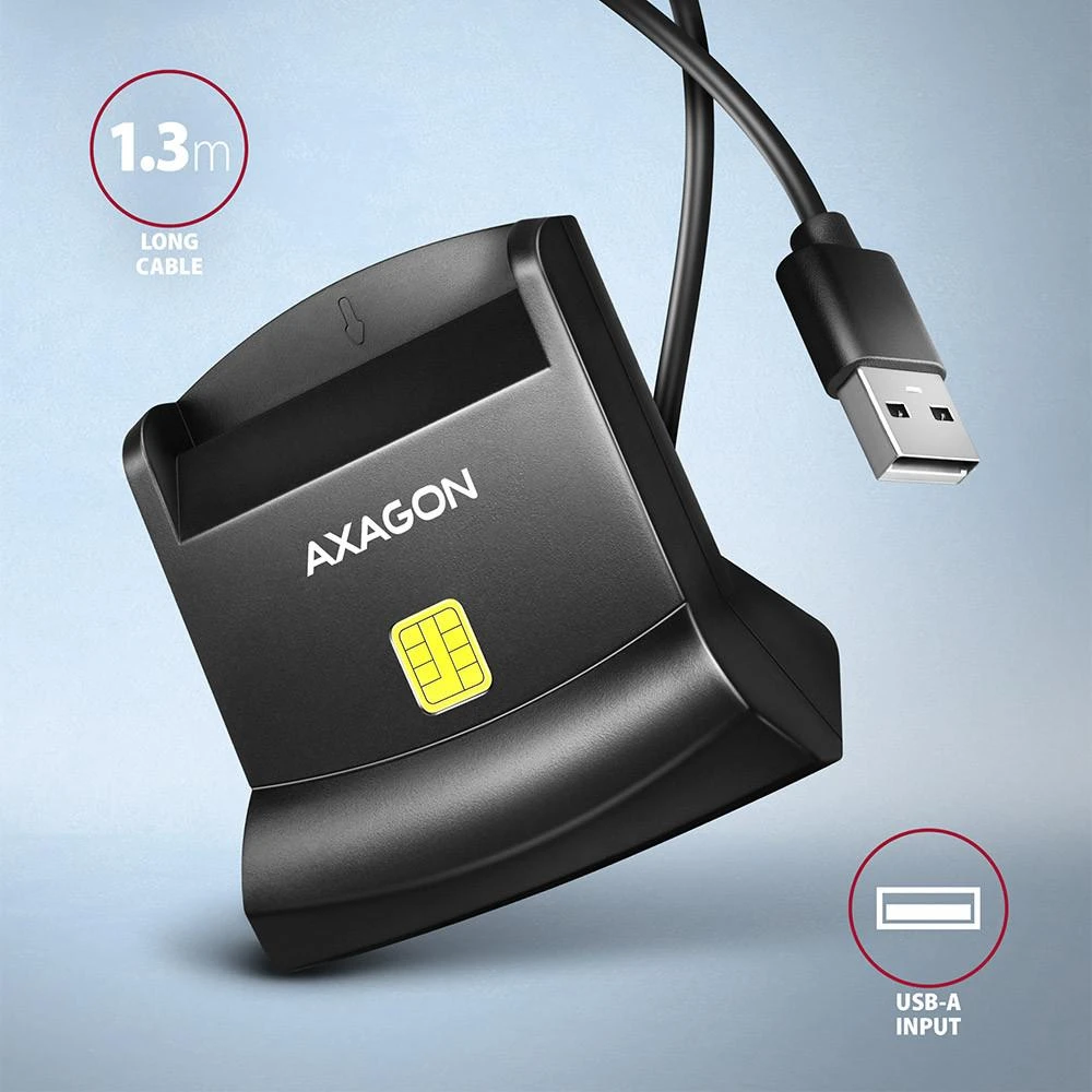 Axagon kortelių skaitytuvas su 1,3 m USB-A laidu