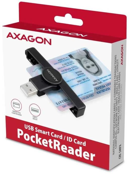 Axagon Sulankstoma kišenė USB-A kontaktas Smart / ID kortelių skaitytuvas.