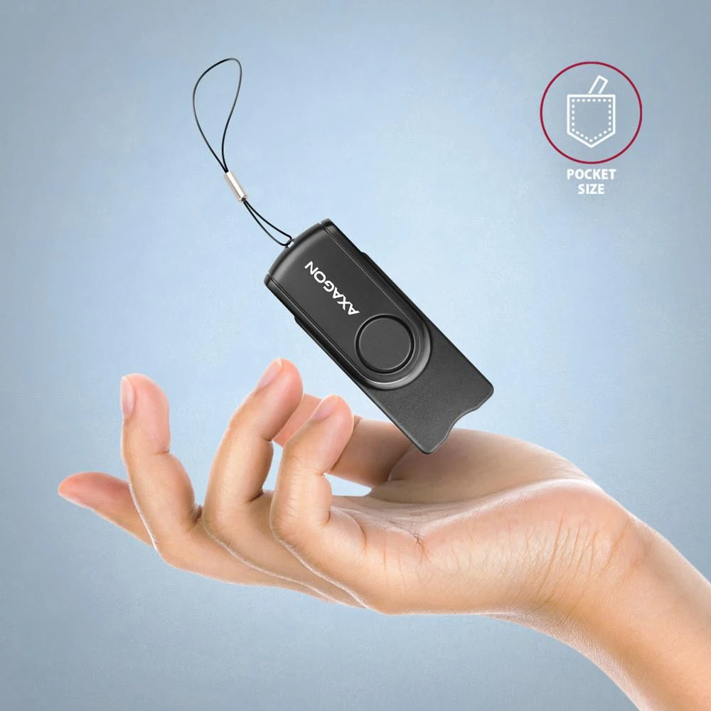 Axagon Compact Travel USB-A + USB-C kontaktas Smart / ID kortelė ir SD / Micro SD / SIM kortelių skaitytuvas.