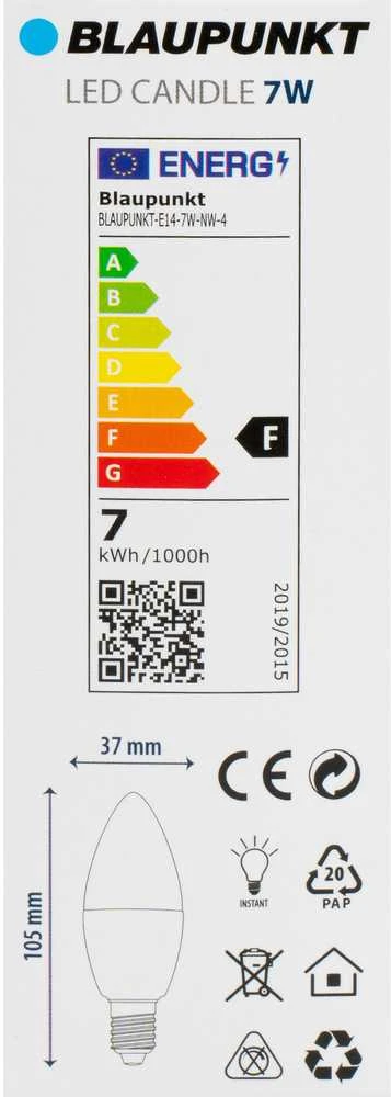 Blaupunkt LED Lamp E14, 4pcs | 6.8 W | Natural Baltas
