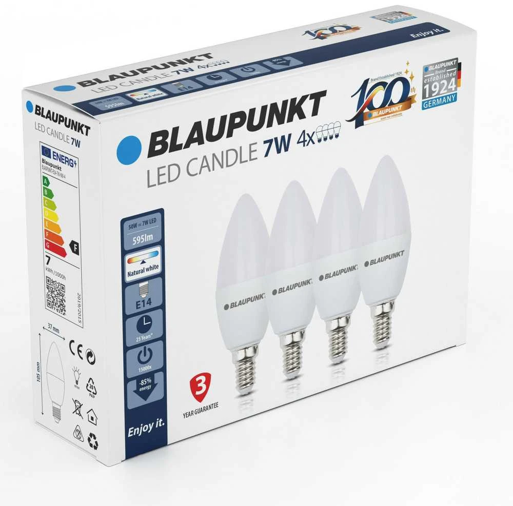 Blaupunkt LED Lamp E14, 4pcs | 6.8 W | Natural Baltas