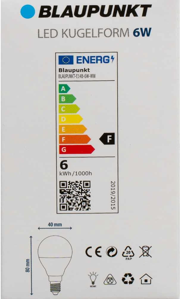 Blaupunkt LED lemputė E14 rutulinė 6W WW