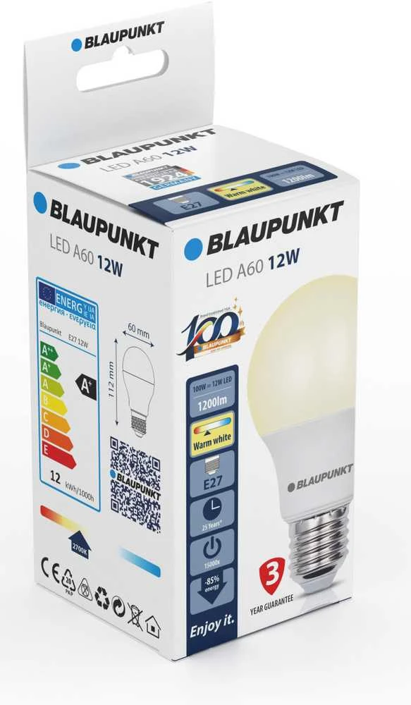 Blaupunkt E27 LED lemputė 12W šiltos spalvos