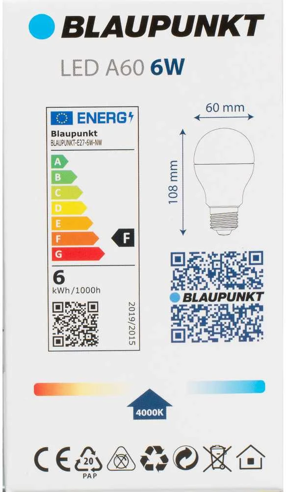 Blaupunkt Żarówka LED E27 6W barwa naturalna