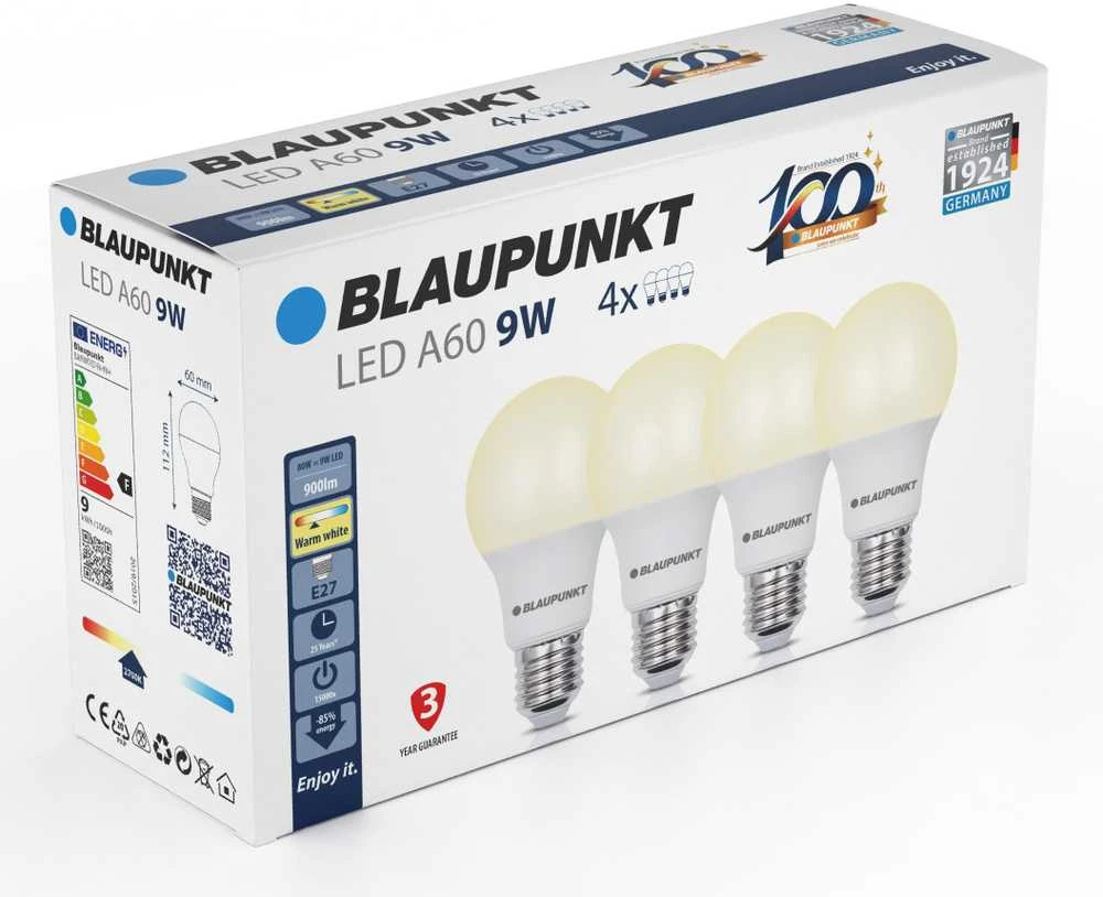 Blaupunkt LED lamp E27 A60 900lm 9W 2700K 4pcs