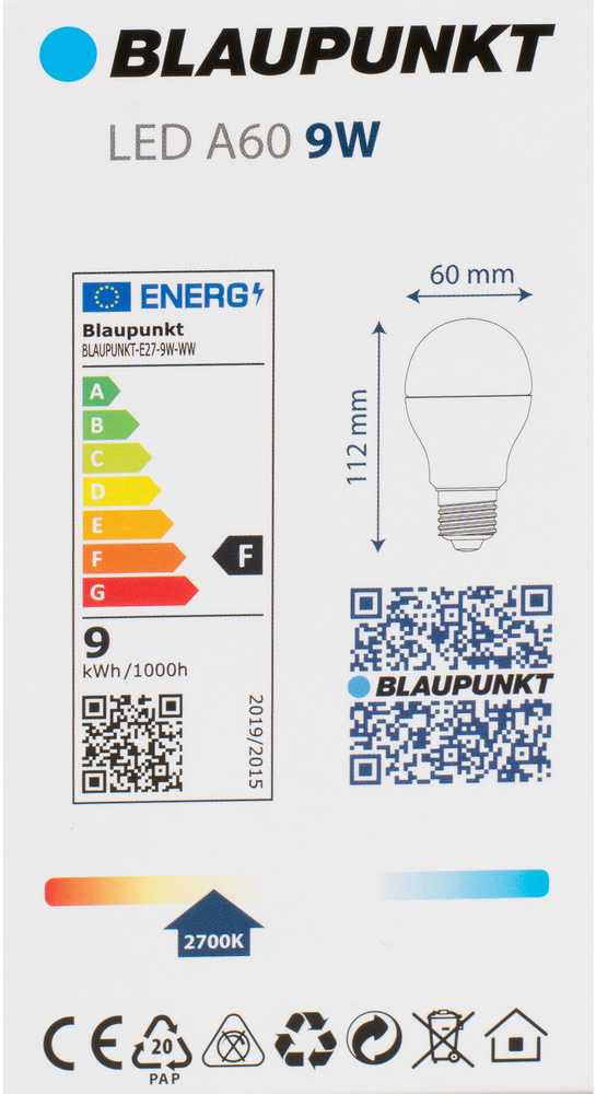 Blaupunkt Rinkinys 5 vnt - LED lemputės E27 8.5W šiltos spalvos