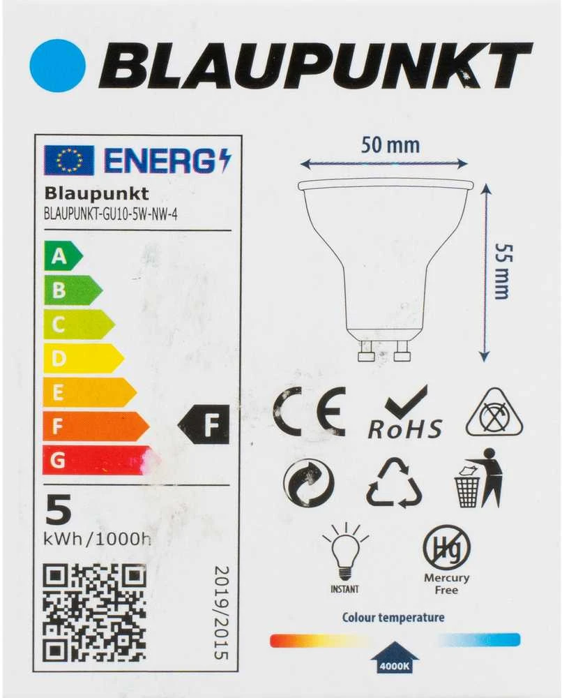 Blaupunkt Rinkinys 4 vnt - Blaupunkt Żarówki LED GU10 5W NW