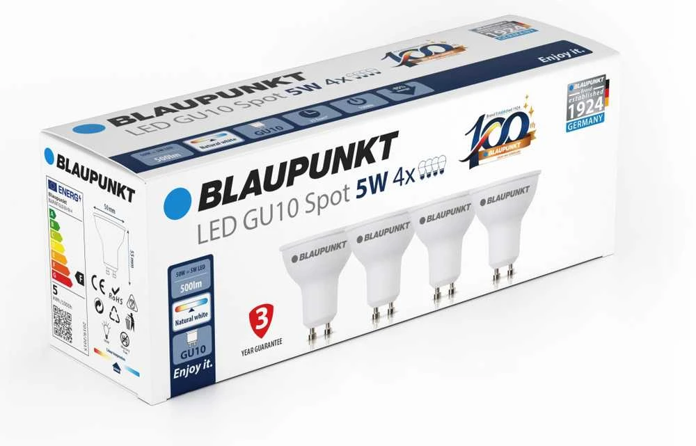 Blaupunkt Rinkinys 4 vnt - Blaupunkt Żarówki LED GU10 5W NW