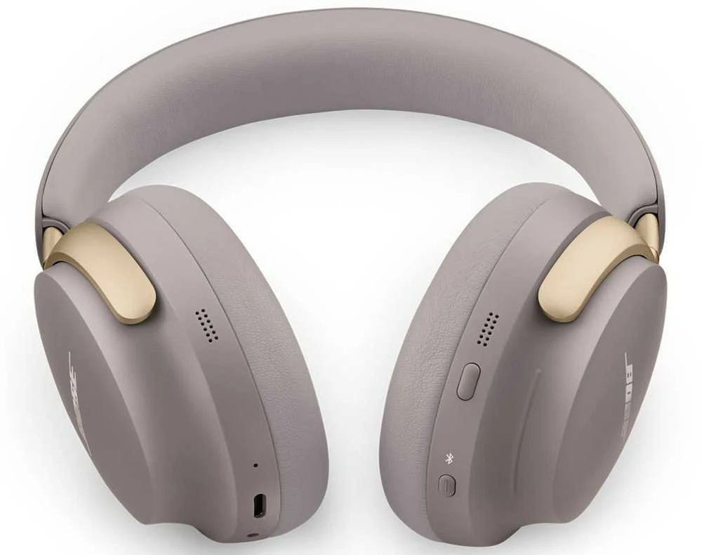Bose QuietComfort Ultra ausinės, smėlio spalvos priekinis vaizdas