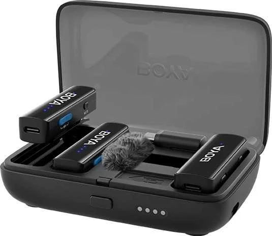 BOYA belaidis mikrofonas BOYALINK-2 C2 su 2 siųstuvais ir 1 imtuvu (C tipo / 3,5 mm jungtimi) Juodas EU