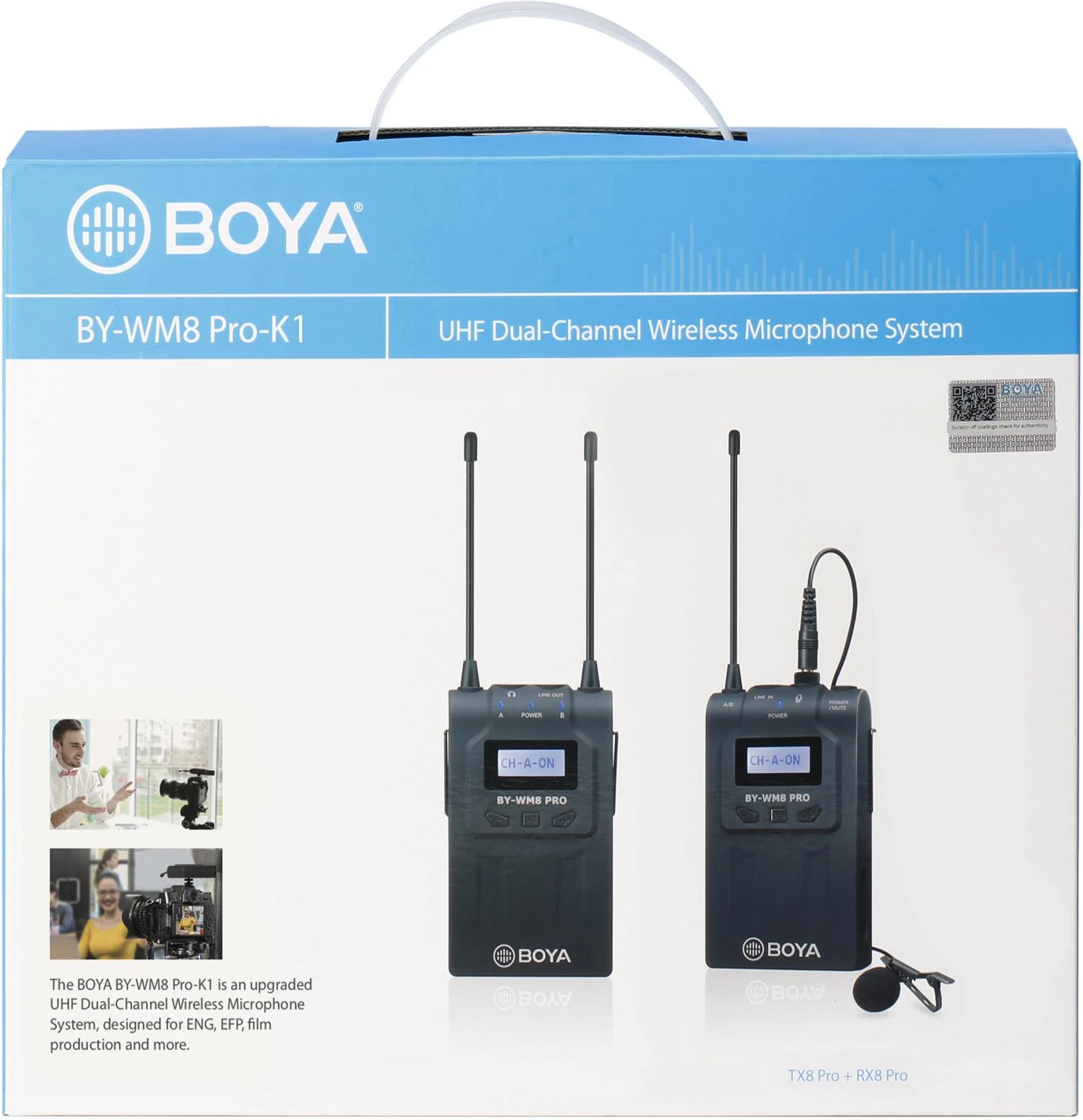„Boya UHF Dual Lavalier“ belaidis mikrofonas BY-WM8 Pro-K1