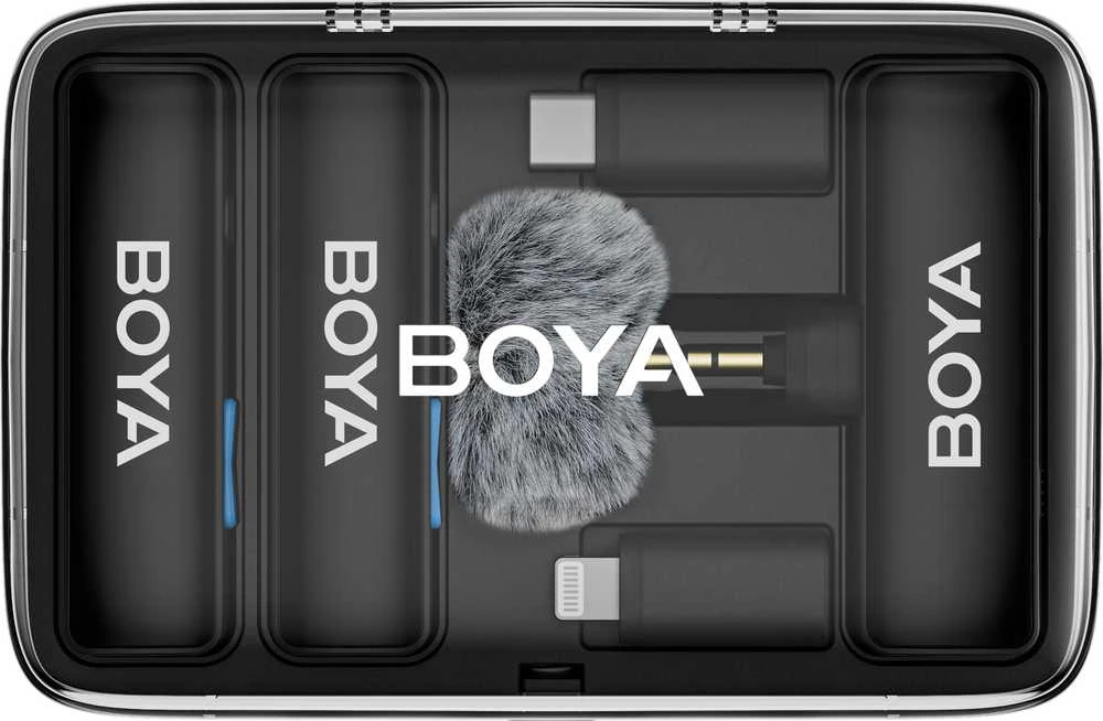 BOYA BOYALINK V2.0 belaidžiai mikrofonai 2.4GHZ USB-C - Juodas
