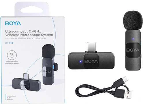 „Boya Ultra Compact“ belaidis mikrofonas BY-V10, skirtas „Android“.