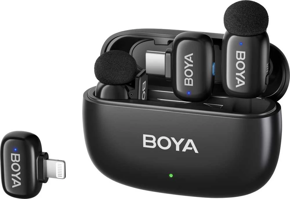 Mikrofony BOYA mini 2-01 belaidės 2.4GHz USB-C - juoda