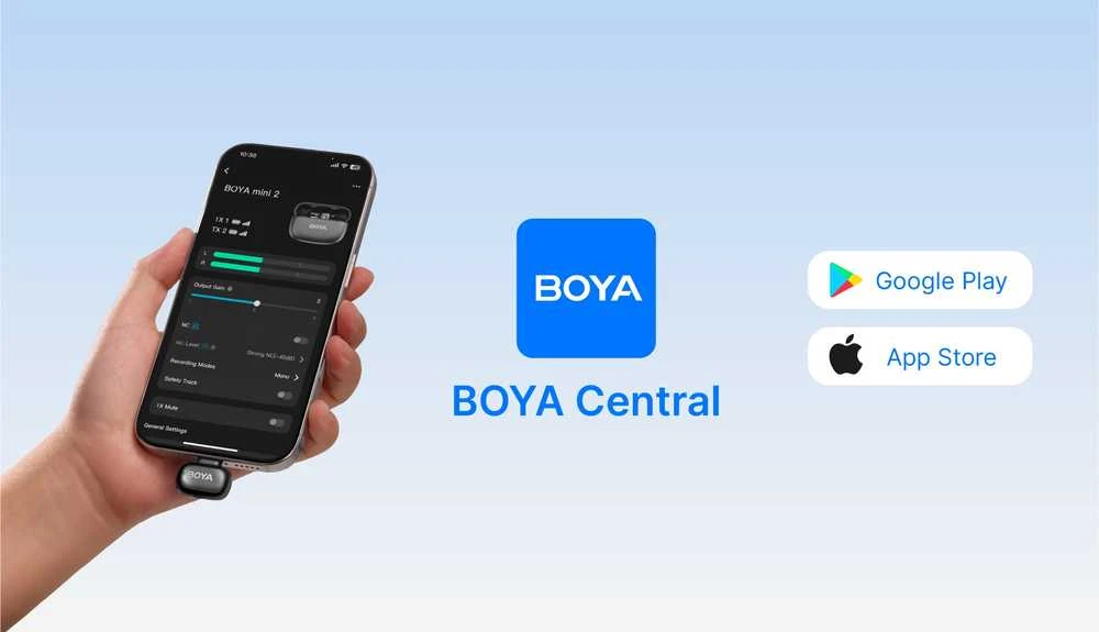 Mikrofony BOYA mini 2-01 belaidės 2.4GHz USB-C - juoda