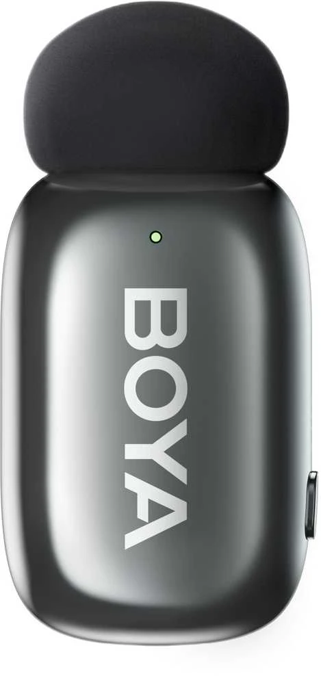 BOYA belaidis mikrofonas „Mini 2-01“ 2,4 GHz, su dirbtinio intelekto valdomu triukšmo slopinimu, 2 siųstuvais ir 2 imtuvais („Type-C“ ir „Lightning“), pilkos spalvos, ES