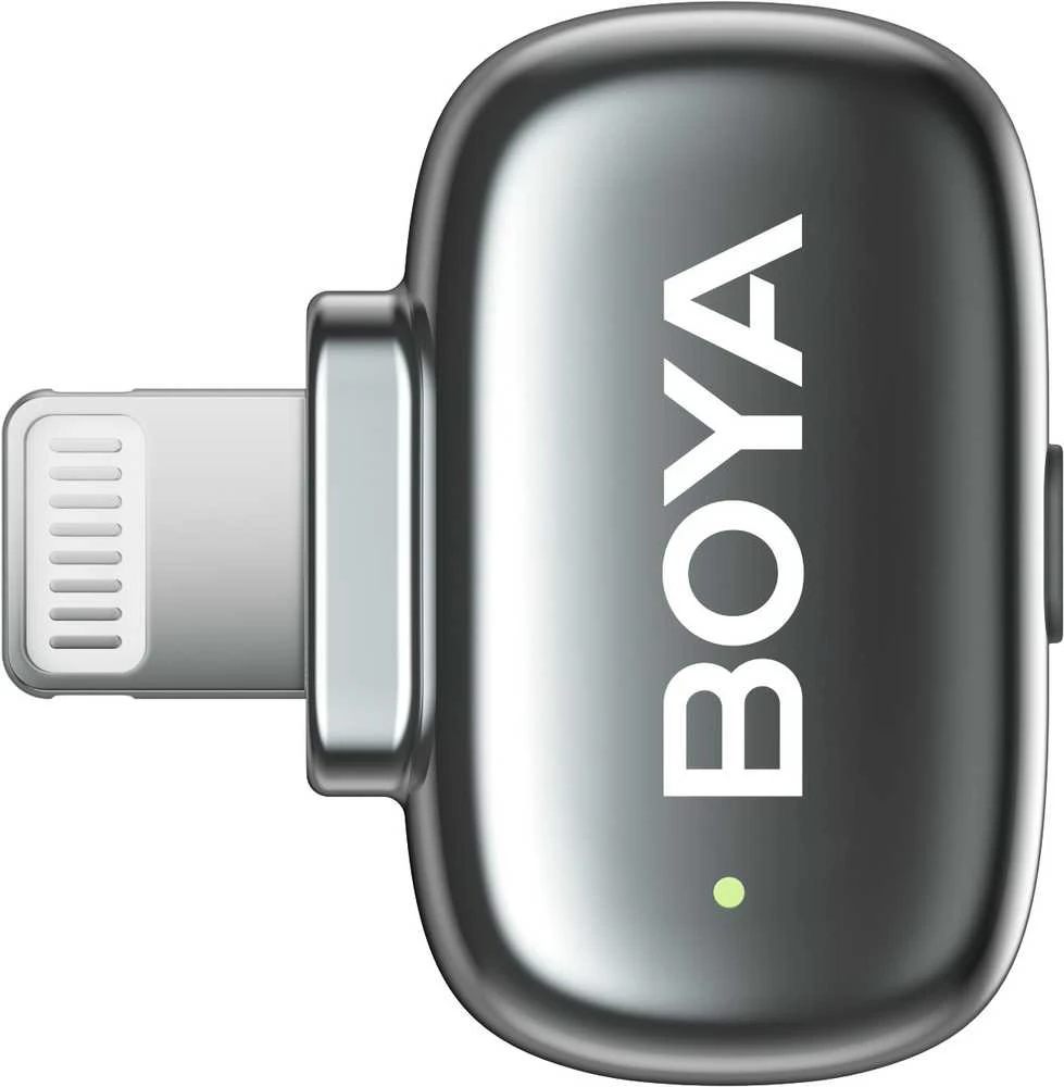 BOYA belaidis mikrofonas „Mini 2-02“ 2,4 GHz, su dirbtinio intelekto valdomu triukšmo slopinimu, 2 siųstuvais ir 1 imtuvu (C tipo), pilkos spalvos, ES