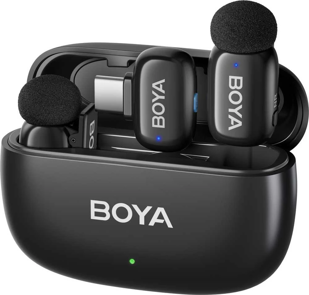 Mikrofony BOYA mini 2-02 belaidės 2.4GHz USB-C - juoda