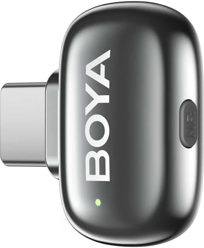 BOYA belaidis mikrofonas „Mini 2-02“ 2,4 GHz, su dirbtinio intelekto valdomu triukšmo slopinimu, 2 siųstuvais ir 1 imtuvu (C tipo), pilkos spalvos, ES