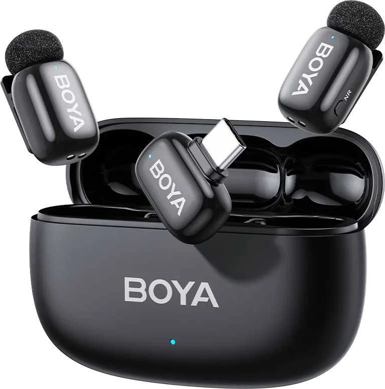 Mikrofony BOYA mini 2-02 belaidės 2.4GHz USB-C - juoda