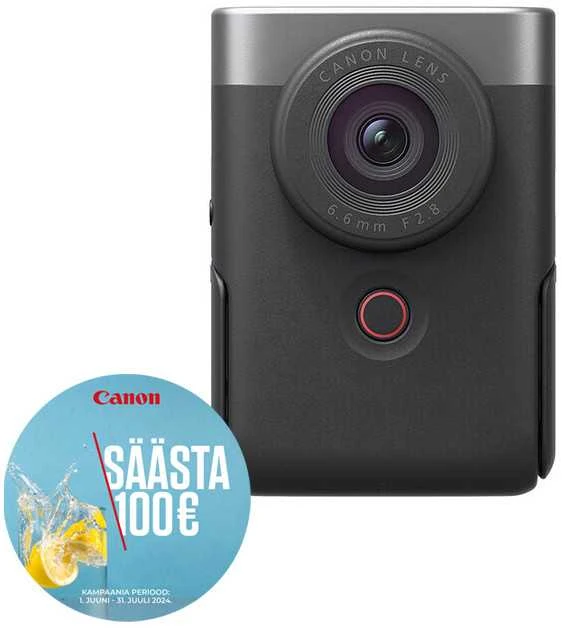 Canon | Vlogų rinkinys (SIP) | PowerShot V10 SL | Kompaktiška kamera | 20,9 MP | Optinis priartinimas 0x x | Skaitmeninis priartinimas 3x x | Ekrano įstrižainė 2" | Wi-Fi | Vaizdo įrašymas | Ličio jonų | Sidabrinis