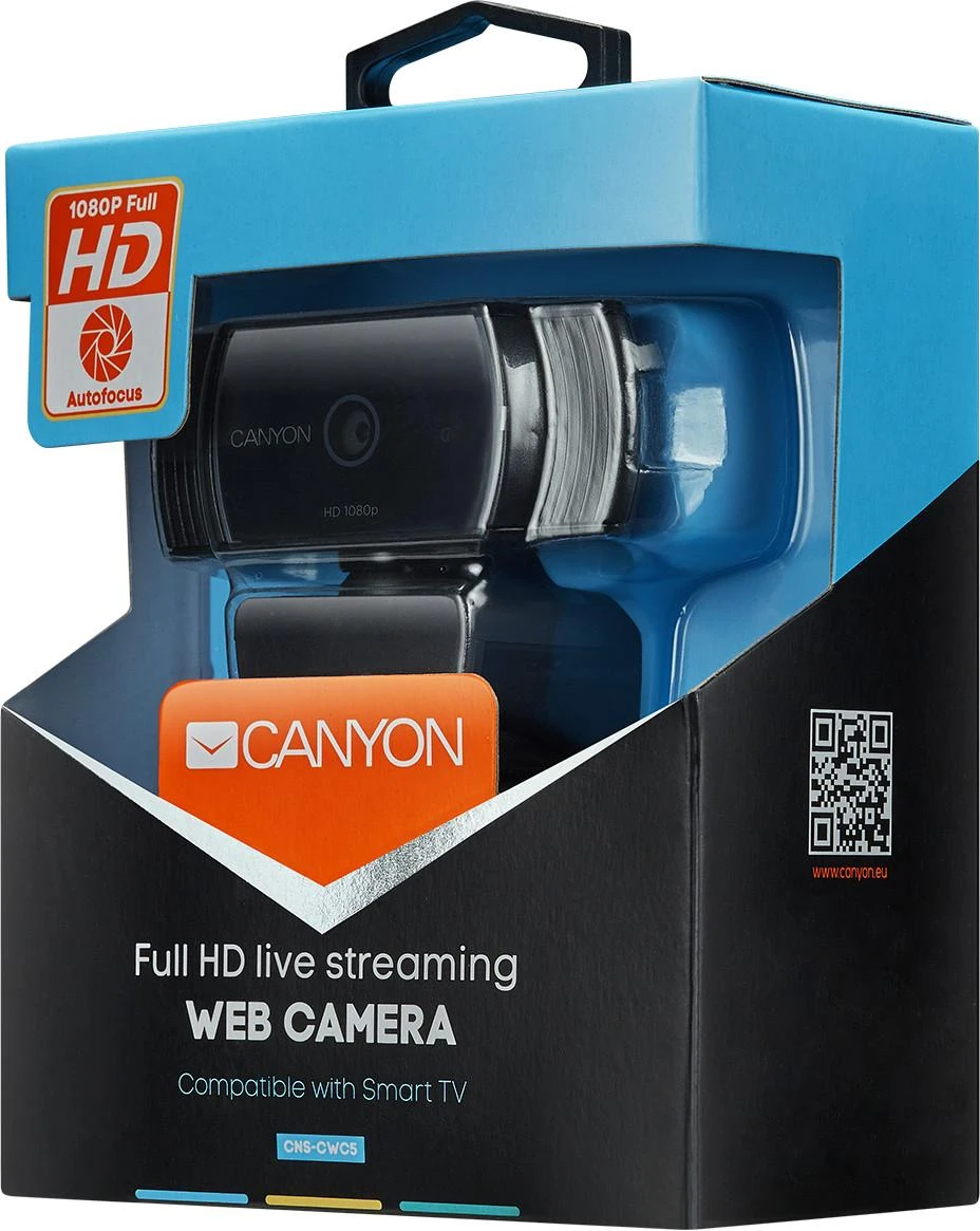 Full HD internetinė kamera vaizdo skambučiams ir konferencijoms Canyon C5, su mikrofonu, autofokusas
